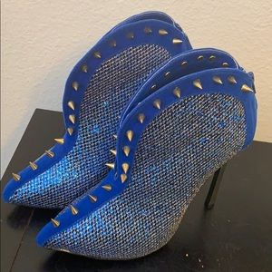 Blue Spiky Stiletto Booties